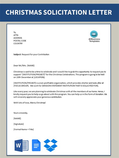 Christmas Solicitation Letter .
